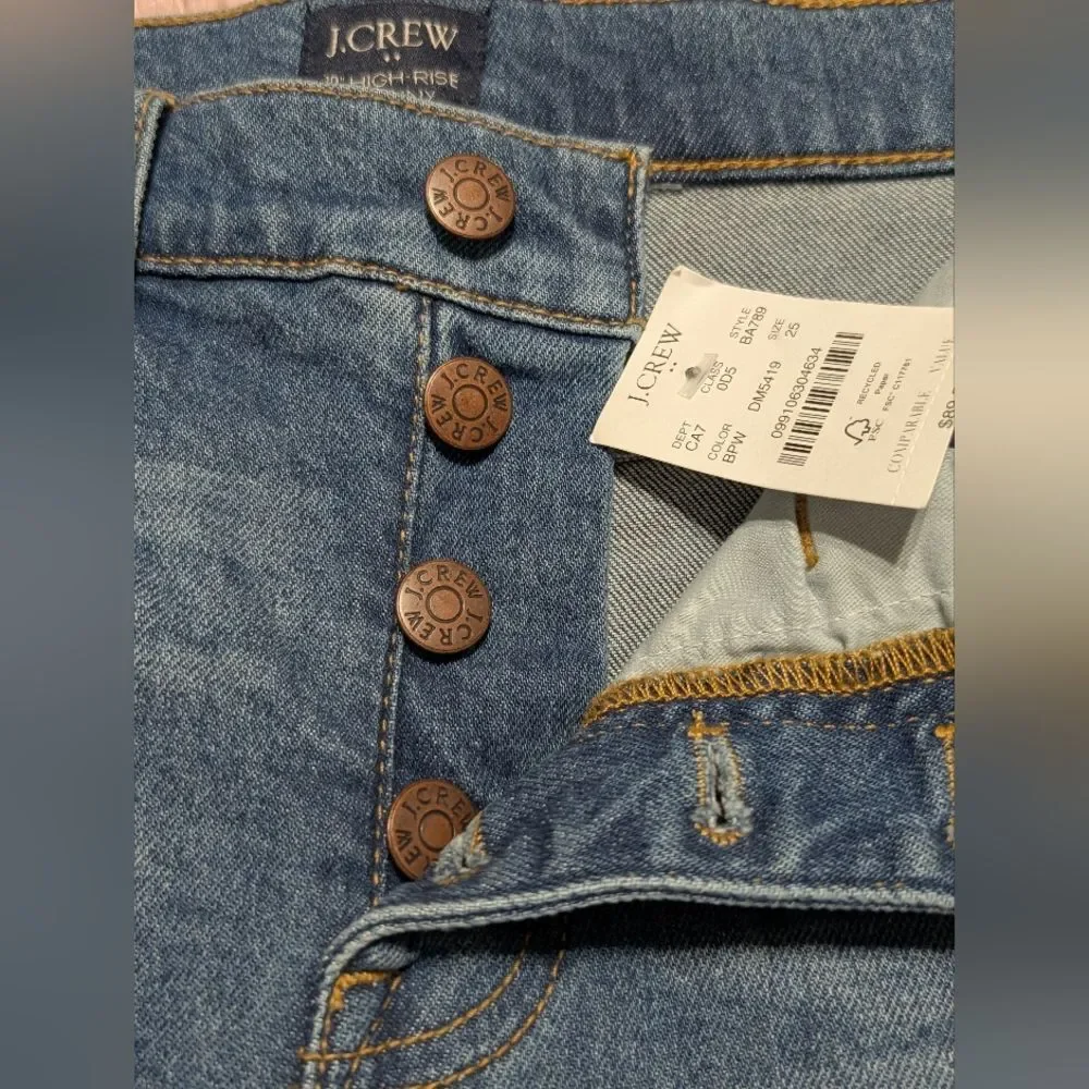NWT J.Crew High-Rise Skinny Ankle Jeans 25 Button Fly Ripped Dark Wash Indie - Picture 4 of 11